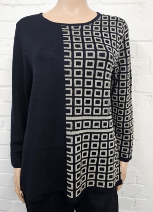 Anonymous Shimmer Square Pattern Long Sleeve Jumper